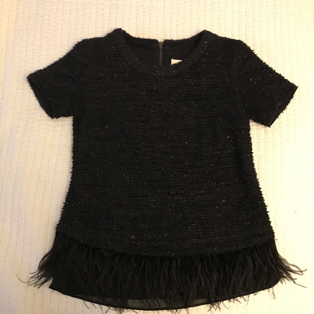 Anthropologie Feather Trim Sweater